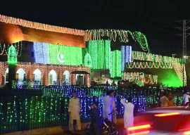 hospitals lit up with green white lights for independence day in karachi