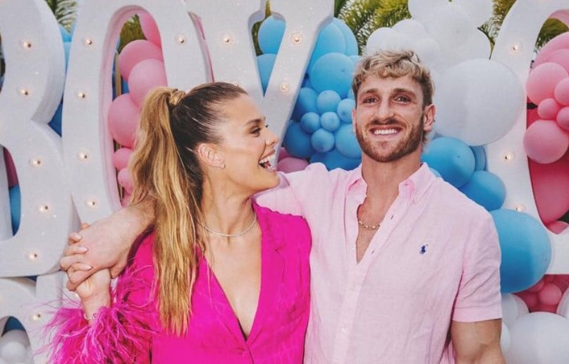 logan paul and nina agdal at their gender reveal party on april 28 2024 courtesy loganpaul on instagram