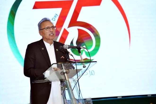 president arif alvi speaks at the unveiling ceremony of the independence logo in islamabad on march 8 2022 photo app president arif alvi speaks at the unveiling ceremony of the independence logo in islamabad on march 8 2022 photo app