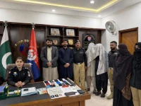 three member notorious robbery gang arrested by district korangi police on friday photo express