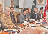 high ranking civil and military officials attend a meeting on the k p law and order situation in peshawar photo express