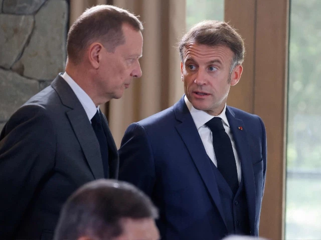 french president emmanuel macron and french presidential advisor emmanuel bonne speak prior a working session during the group of seven g7 summit at the pomeroy kananaskis mountain lodge in kananaskis alberta canada on june 17 2025 photo afp french president emmanuel macron and french presidential advisor emmanuel bonne speak prior a working session during the group of seven g7 summit at the pomeroy kananaskis mountain lodge in kananaskis alberta canada on june 17 2025 photo afp