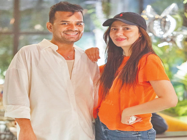 Mahira Khan with her makeup artist Adnan Ansari