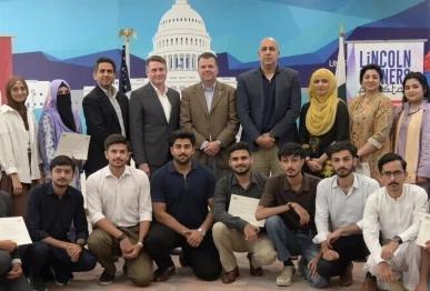 the programme delivered in collaboration with pakistani technology firm azcorps brought together participants and trainers from six lincoln corners across pakistan for a closing ceremony at lincoln corner islamabad photo us embassy pakistan fb page