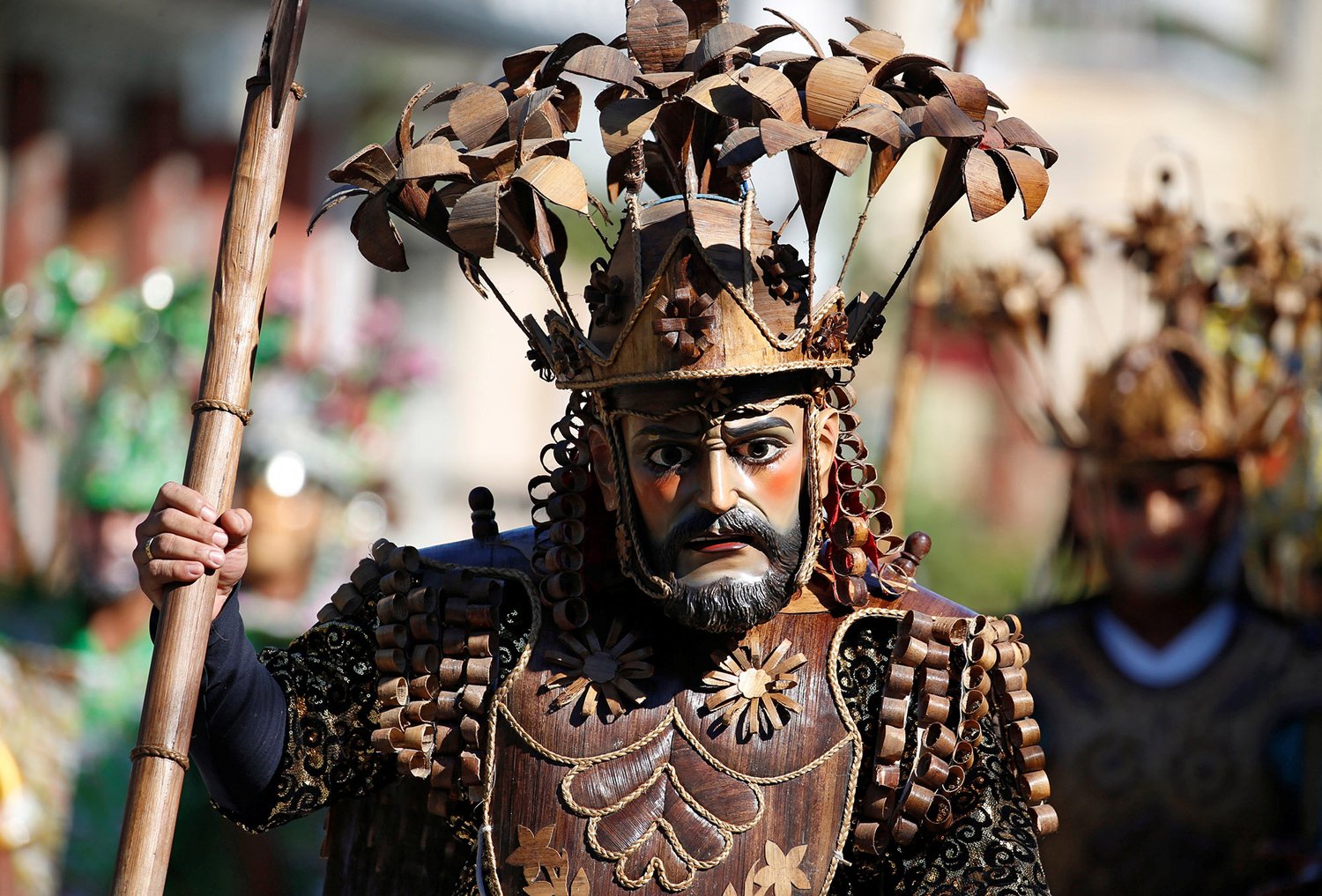 Penitents wear masks and centurion costumes during a local Lenten ritual called 