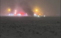 private jet crashes in flames at bangor airport with eight aboard identities unknown