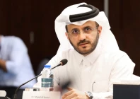 official spokesperson for the ministry of foreign affairs dr majed bin mohammed al ansari speaking to an event about palestinian issue on novmber 28 2023 photo mofa qatar