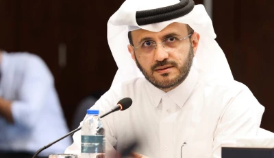 official spokesperson for the ministry of foreign affairs dr majed bin mohammed al ansari speaking to an event about palestinian issue on novmber 28 2023 photo mofa qatar