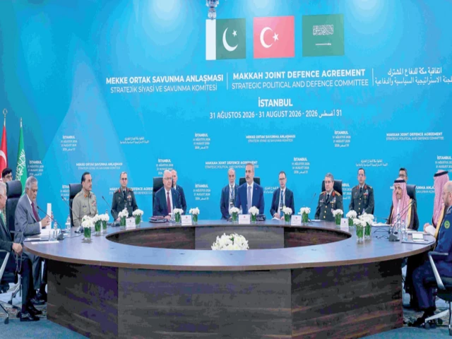 inaugural meeting of the strategic political and defence committee established under the makkah defence agreement in istanbul photo afp inaugural meeting of the strategic political and defence committee established under the makkah defence agreement in istanbul photo afp