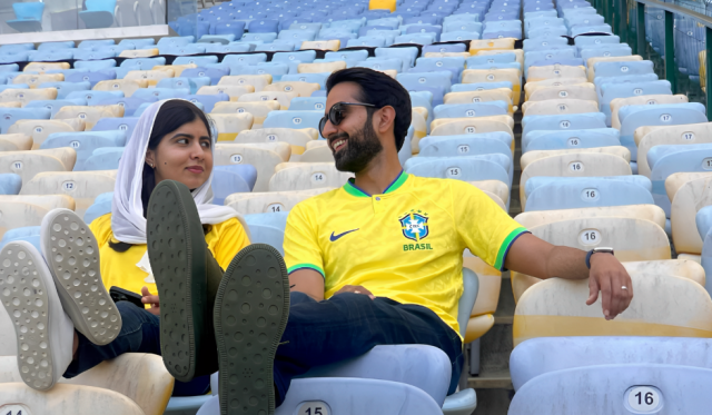 where did you find such an amazing husband malala asser enjoy banter and football in brazil