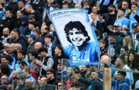 april 12 2026 napoli fans in the stands hold up a sign of diego maradona in the stands before the match photo reuters