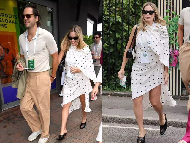 pregnant margot robbie makes public appearance with husband tom ackerley at wimbledon pregnant margot robbie makes public appearance with husband tom ackerley at wimbledon