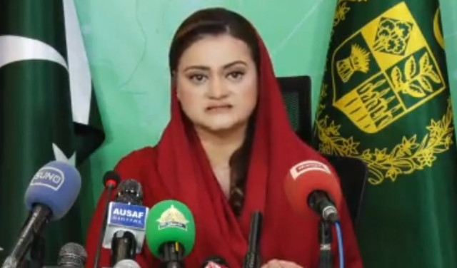 information minister marriyum aurangzeb addressing a press conference photo screengrab information minister marriyum aurangzeb addressing a press conference photo screengrab