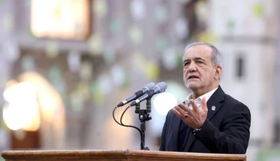 iranian president masoud pezeshkian speaks during a visit to the shrine of the leader of iran s 1979 islamic revolution ayatollah ruhollah khomeini in southern tehran iran january 31 2026 iran s presidential website wana west asia news agency handout via reuters