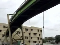 dilapidated pedestrian bridge on mauripur road