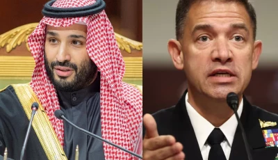 combined image of saudi crown prince mohammed bin salman left and united states central command chief admiral brad cooper right photos reuters