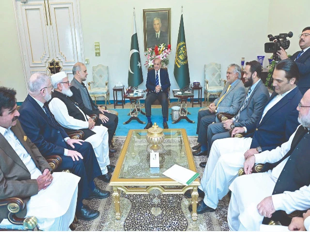 a ji delegation led by ameer hafiz naeemur rehman calls on prime minister shehbaz sharif in islamabad photo ppi a ji delegation led by ameer hafiz naeemur rehman calls on prime minister shehbaz sharif in islamabad photo ppi