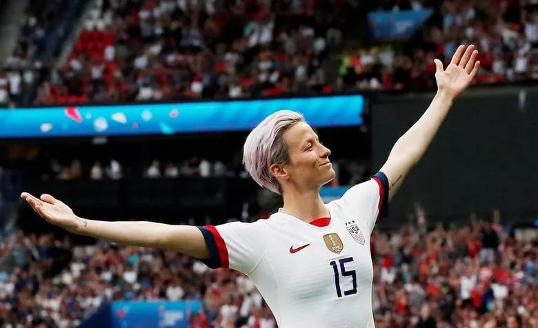 us winger megan rapinoe celebrates scoring her team s first goal against france in the women s world cup quarter final in paris france june 28 2019 the americans went on to win their fourth championship benoit tessier reuters us winger megan rapinoe celebrates scoring her team s first goal against france in the women s world cup quarter final in paris france june 28 2019 the americans went on to win their fourth championship benoit tessier reuters