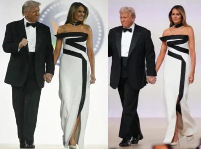 melania trump stuns in strapless black and white gown at trump s starlight ball inauguration
