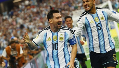 argentina s lionel messi celebrates scoring their second goal with leandro paredes photo reuters