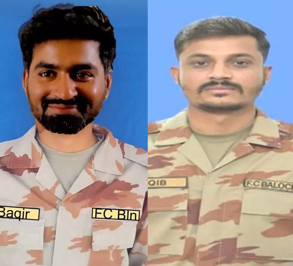 handout photo from ispr shows the two martyred pakistan army servicemen major saqib hussain and naik baqir ali handout photo from ispr shows the two martyred pakistan army servicemen major saqib hussain and naik baqir ali