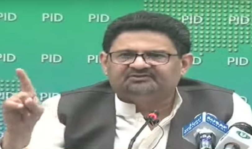 finance minister and pml n leader miftah ismail gestures during a press conference about pakistan s economic path forward in islamabad photo screengrab