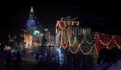 festive lighting a mosque and nearby buildings have been decked out in colourful lighting in preparation of eid milad un nabi in dhoke ratta rawalpindi photo agha mahroz express