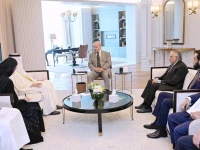 minister of state for foreign trade of qatar dr ahmed bin mohammed al sayed calls on prime minister muhammad shehbaz sharif on february 24 2026 photo express