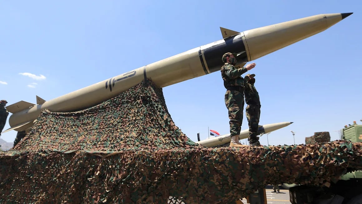 soldiers stand guard on a missile carrier during an official military parade marking the ninth anniversary of the houthi takeover of the capital sanaa yemen on september 21 2023 photo afp