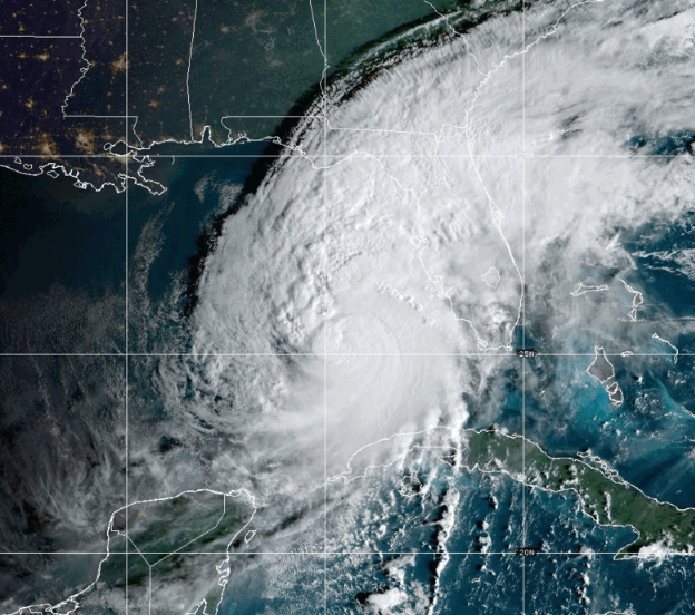 screenshot of composite satellite imagery of milton hurricane which is now in category 5 photo noaa