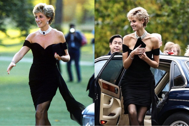 the crown recreates princess diana s iconic revenge dress to perfection