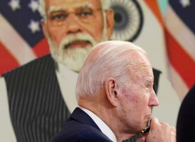 us president joe biden holds a virtual meeting with indian prime minister narendra modi to discuss russia s war with ukraine from the white house in washington us april 11 2022 photo reuters