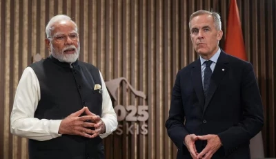 indian prime minister narendra modi met with prime minister mark carney at the g7 summit on tuesday canada s intelligence agency warns in a new report that the country remains a source of foreign interference photo the canadian press