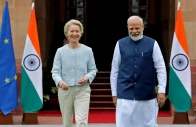 european commission president ursula von der leyen and india s prime minister narendra modi arrive for a photo opportunity ahead of their meeting at the hyderabad house in new delhi india on feb 28 2025 photo reuters