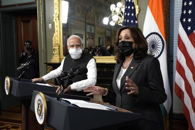 Indian Prime Minister Narendra Modi with US Vice President Kamala Harris at the five-day UNGA session.