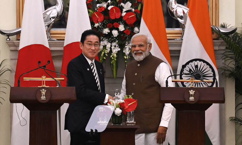 japanese prime minister fumio kishida arrived in india on monday for talks expected to focus on deepening trade and technology ties as well as shared concerns about china india and japan along with the united states and australia make up the quad alliance which positions itself as a bulwark against china s growing assertiveness in asia under president xi jinping photo afp