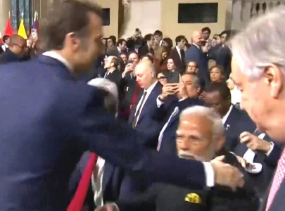 watch french president ignores india s modi at paris ai summit