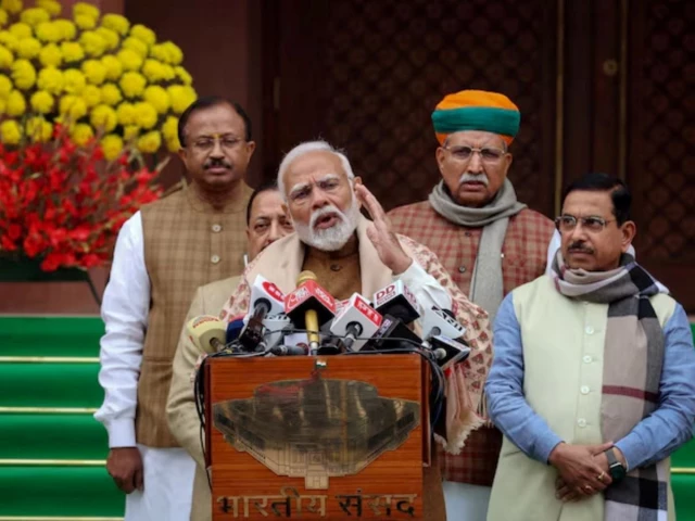 prime minister narendra modi speaks to reporters inside parliament on the first day of the budget session in new delhi india january 31 2024 reuters prime minister narendra modi speaks to reporters inside parliament on the first day of the budget session in new delhi india january 31 2024 reuters