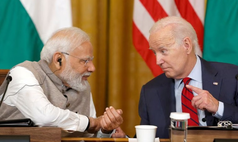 u s president joe biden and india s prime minister narendra modi meet with senior officials and ceos of american and indian companies in the east room of the white house in washington u s june 23 2023 reuters evelyn hockstein file photo