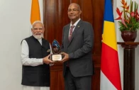 indian prime minister narendra modi receives the guardian of the blue horizon award from seychelles president patrick herminie along with a trophy and certificate at the weekend photo state house office of the president of the republic of seychelles indian prime minister narendra modi receives the guardian of the blue horizon award from seychelles president patrick herminie along with a trophy and certificate at the weekend photo state house office of the president of the republic of seychelles
