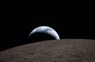 this handout picture released on april 7 by nasa shows earth as it dips beyond the lunar horizon also known as an earthset as seen from the orion spacecraft on april 6 photo afp