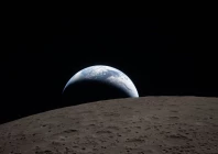 this handout picture released on april 7 by nasa shows earth as it dips beyond the lunar horizon also known as an earthset as seen from the orion spacecraft on april 6 photo afp