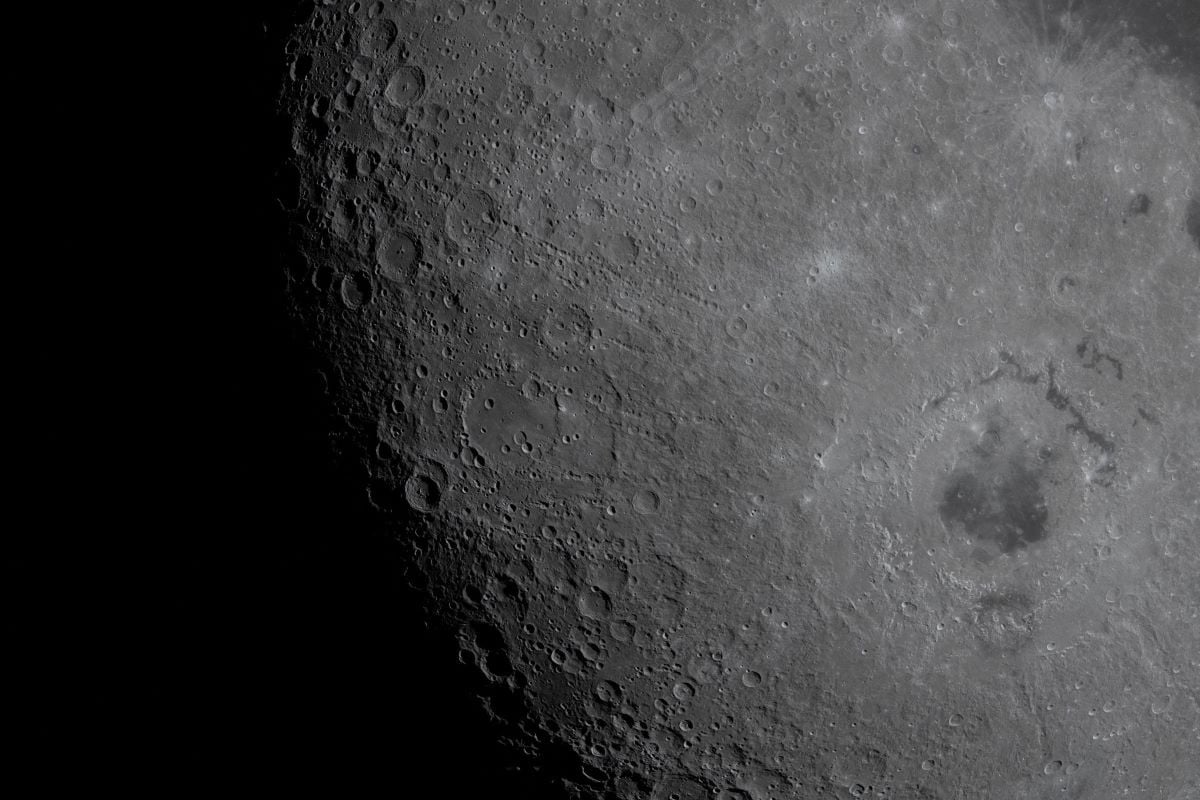 The Moon, with its Orienale basin prominent at right, is photographed by the Artemis II crew through the Orion spacecraft's window at 3:41 p.m. EDT (19:41 GMT) during their flyby of the Moon, April 6, 2026.PHOTO: REUTERS