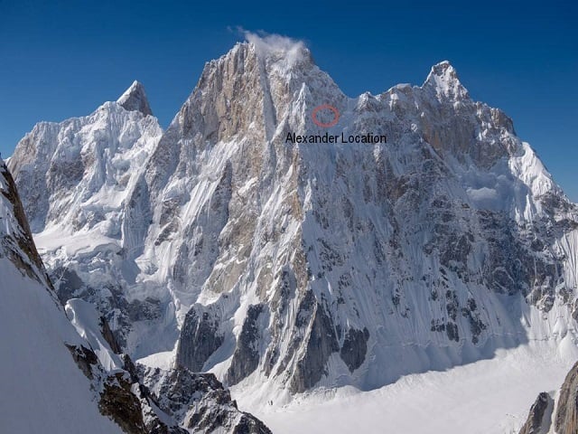 Photos released by the army's media wing indicate where on the peak the climber was stranded. PHOTO:ISPR