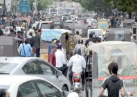 protest gridlock traffic comes to a standstill on roads around kpc as containers placed by police to restrict pti s protest movement caused major disruption photo express