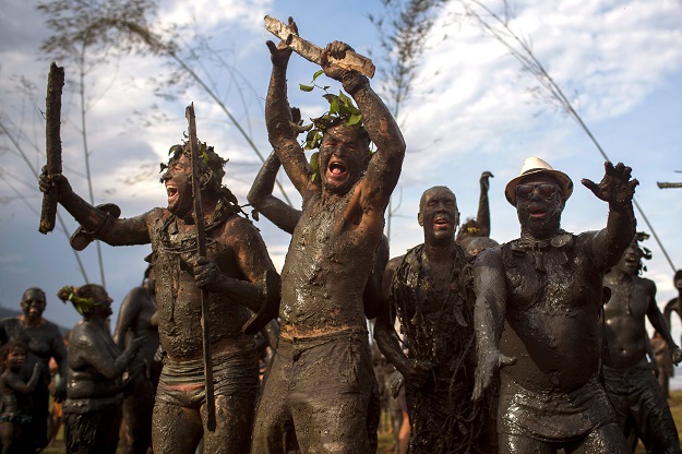 Revellers celebrate during the 