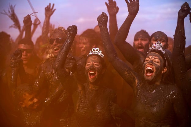 Revellers celebrate during the 