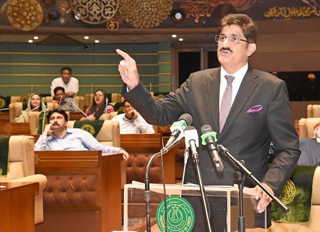 chief minister murad ali shah speaking on the floor of sindh assembly photo online file