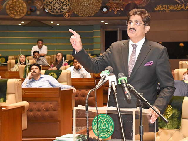 chief minister murad ali shah speaking on the floor of sindh assembly photo online file