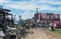 the image shows blast site killed at least 55 people photo shwe phee myay news agency via bbc